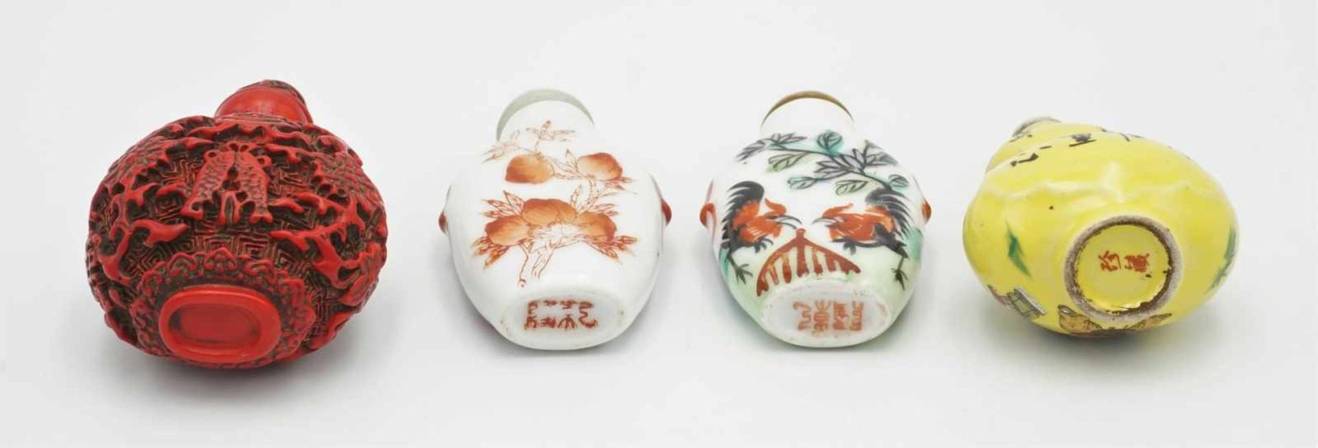 Vier moderne Snuff Bottles, China - Bild 3 aus 3