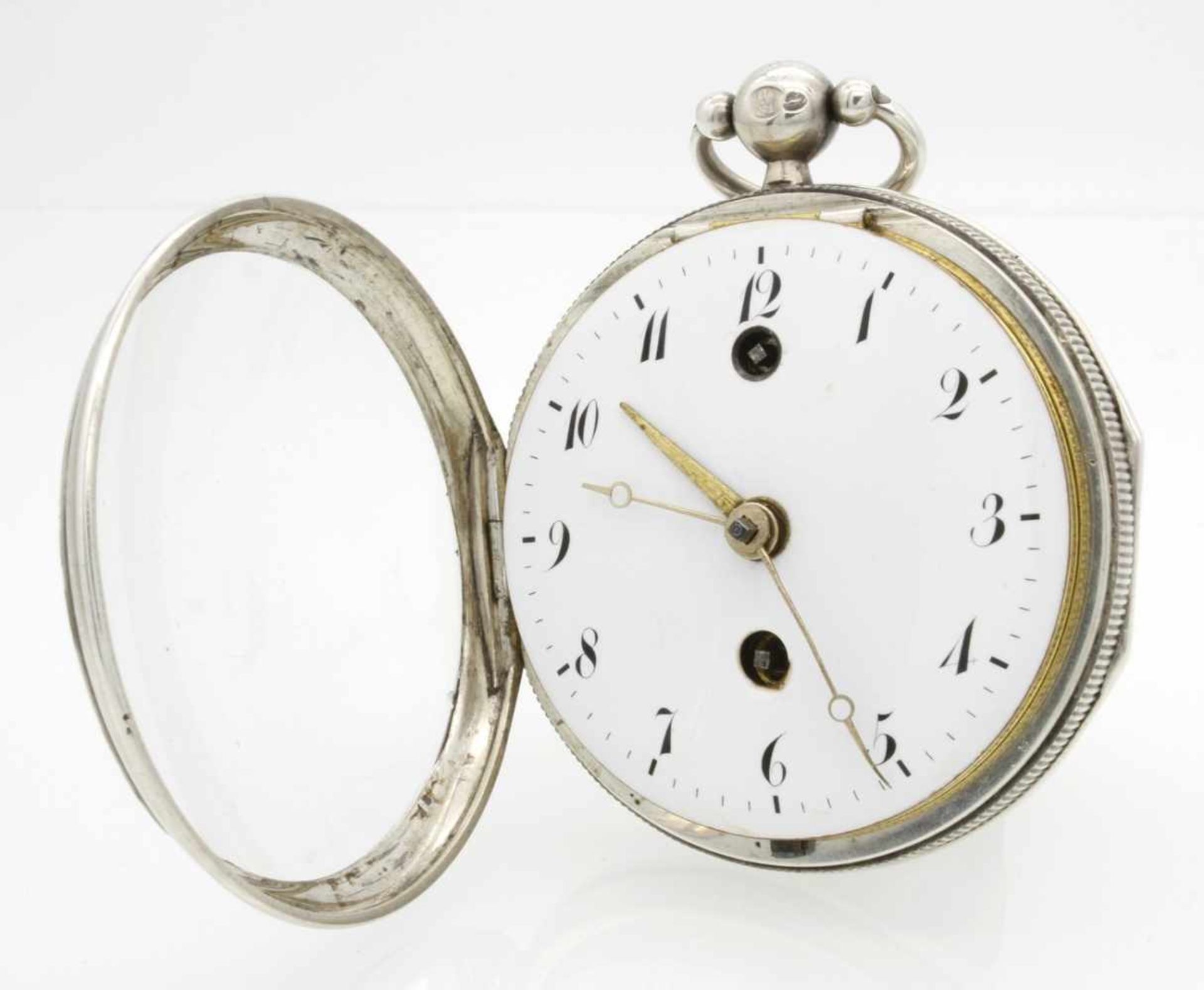 Französische Spindeltaschenuhr mit Wecker, um 1820 - Bild 3 aus 7