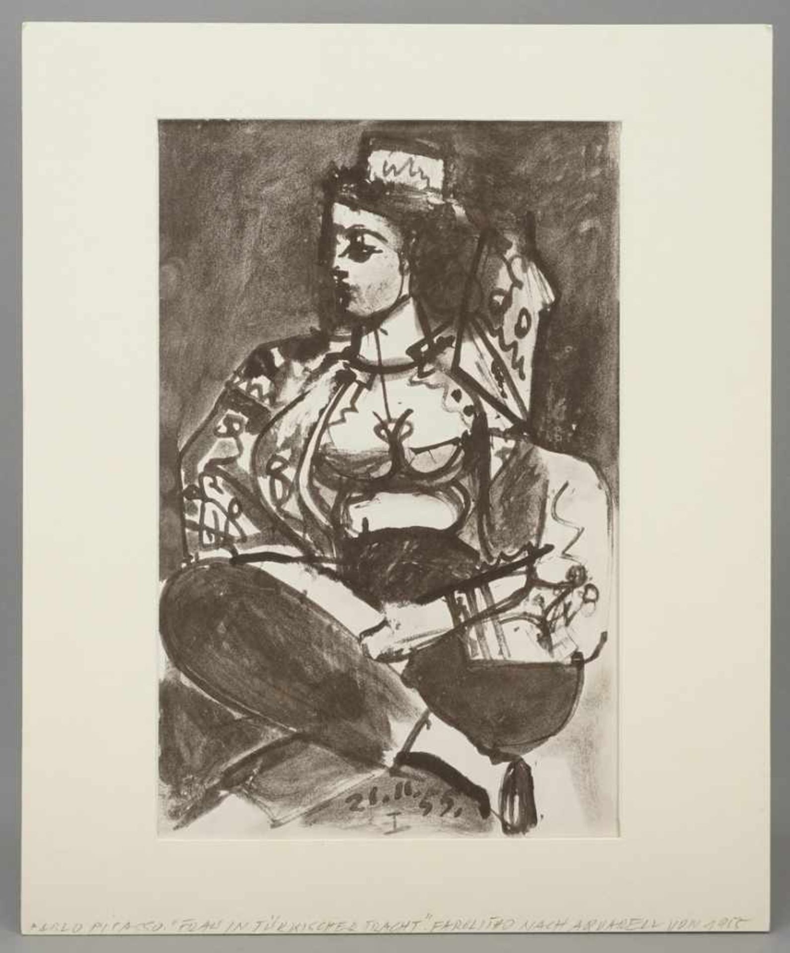 Pablo Picasso, "Femme accroupie (Kauernde Frau), 21.11.55 I" - Bild 2 aus 5