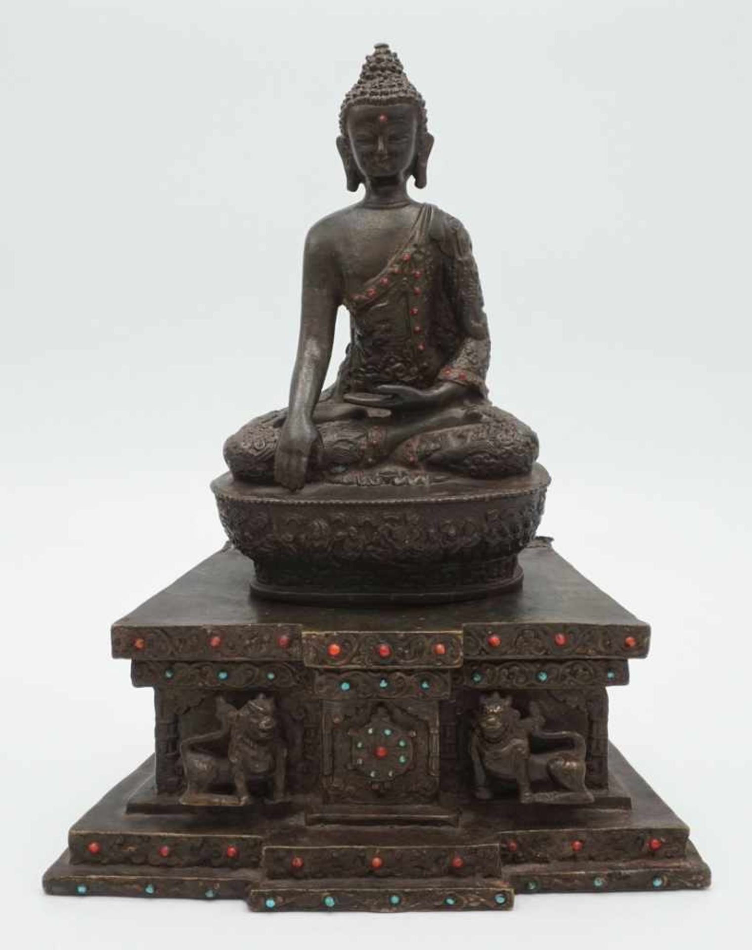 Beeindruckender Buddha mit großer Mandorla, Tibet, 19. Jh. - Bild 4 aus 9