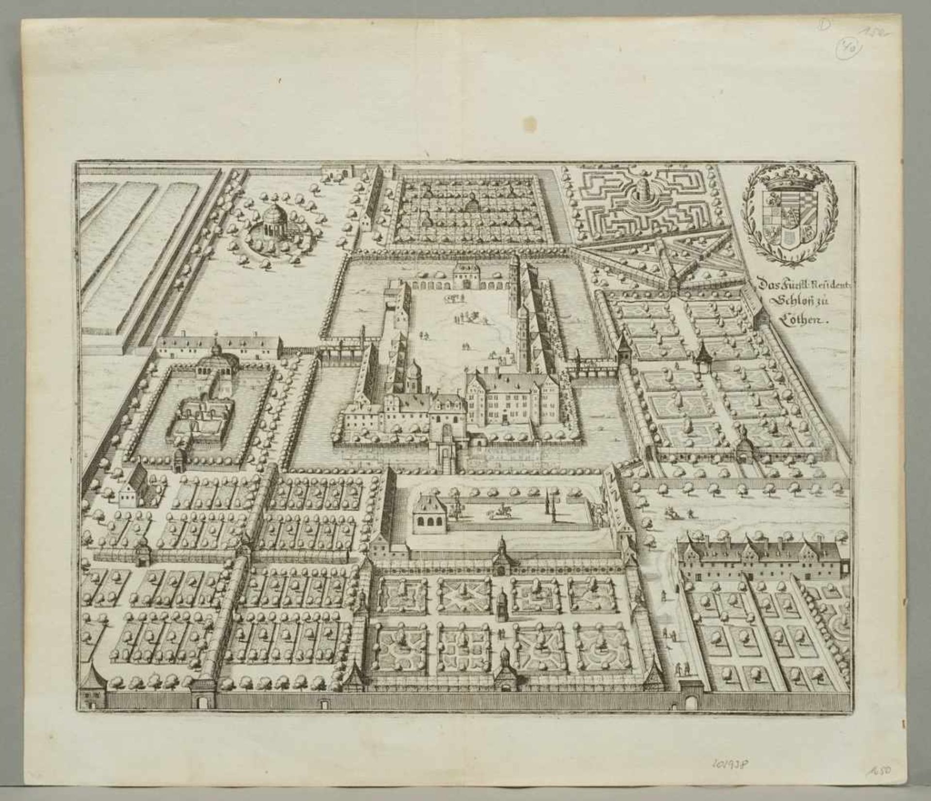 Matthäus Merian, "Das Fürstliche Residentz-Schloß zu Cöthen (Schloss Köthen)" - Image 2 of 3