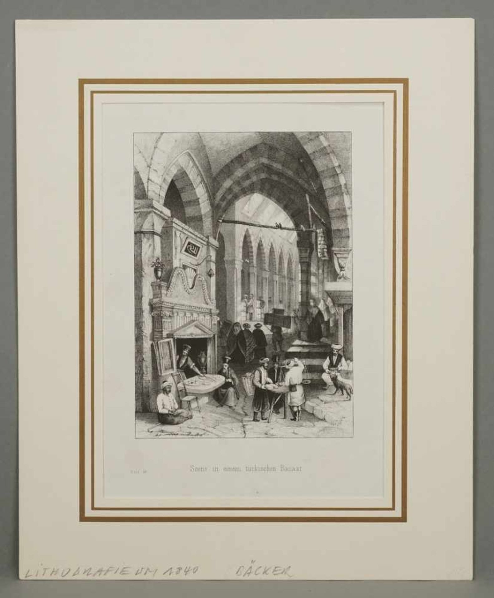 Lithograph, "Scene in einem türkischen Bazaar" - Bild 2 aus 4