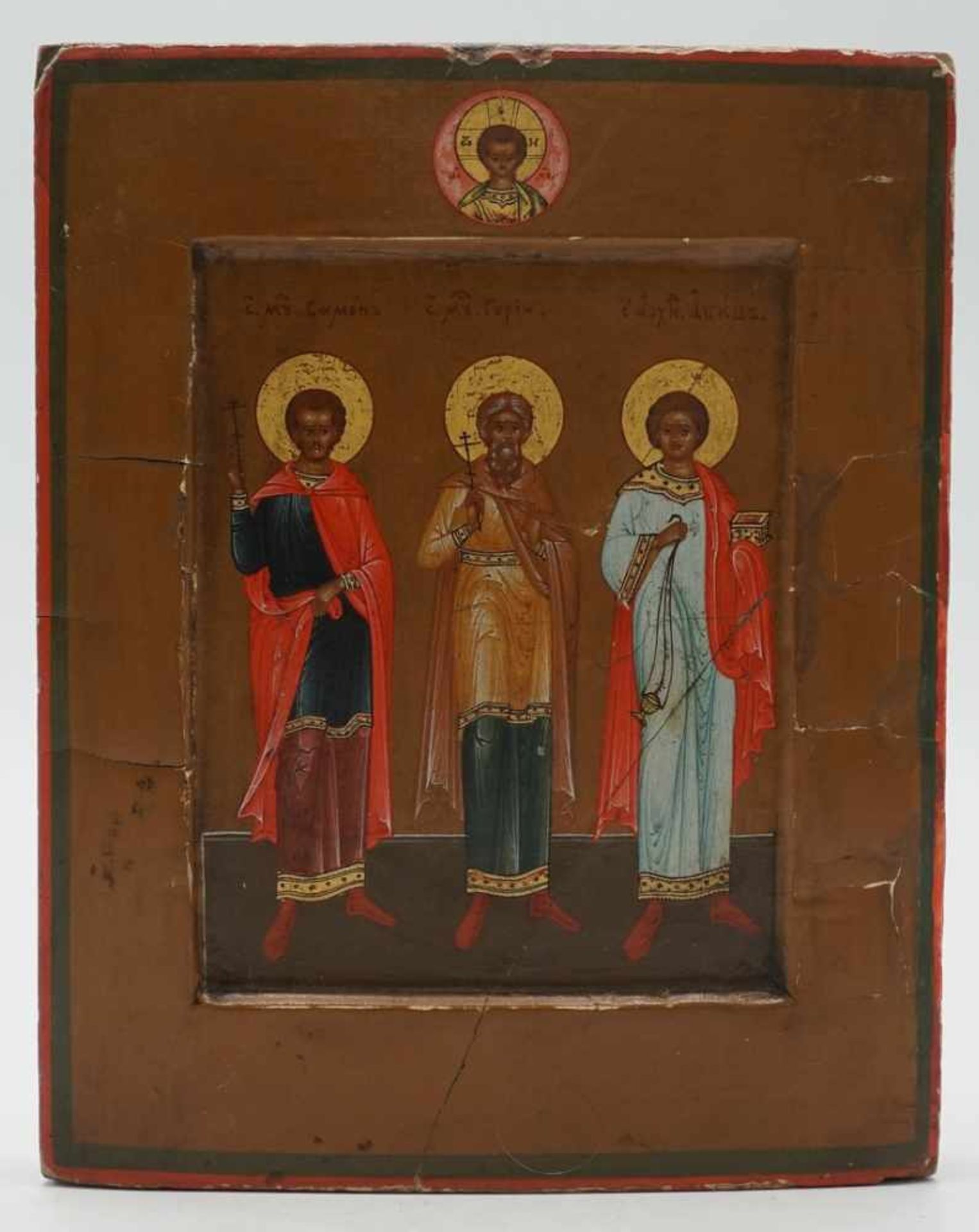 Ikone der drei Heiligen Samon, Gurij und Aviv, Russland, 19. Jh.