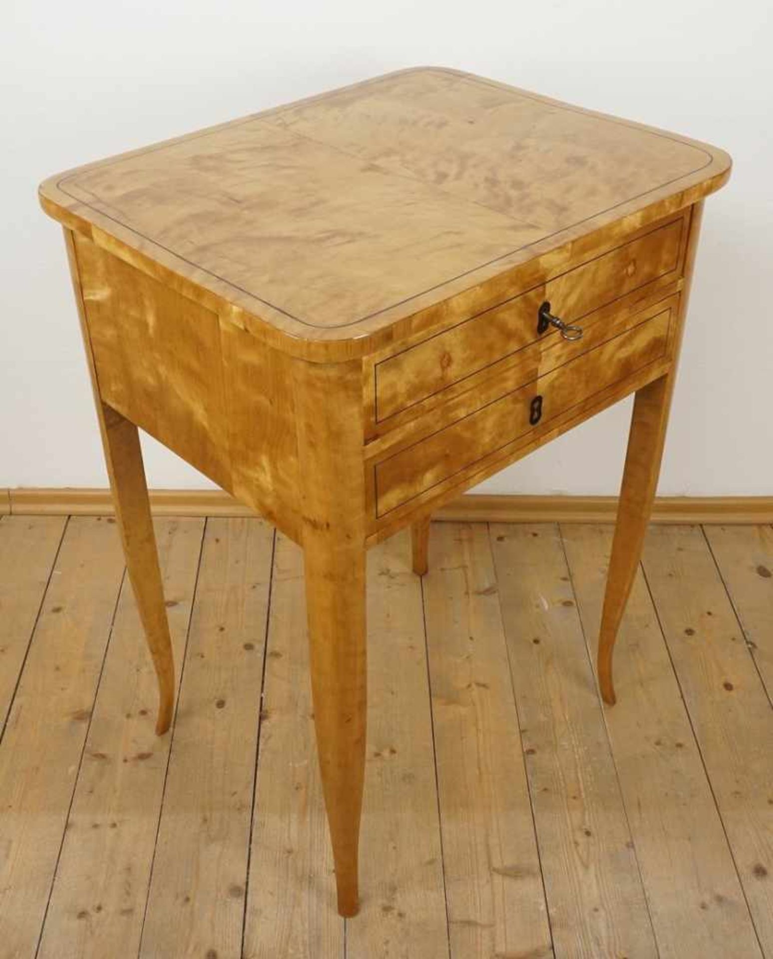 Biedermeier Nähtisch, Birke furniert - Bild 2 aus 6