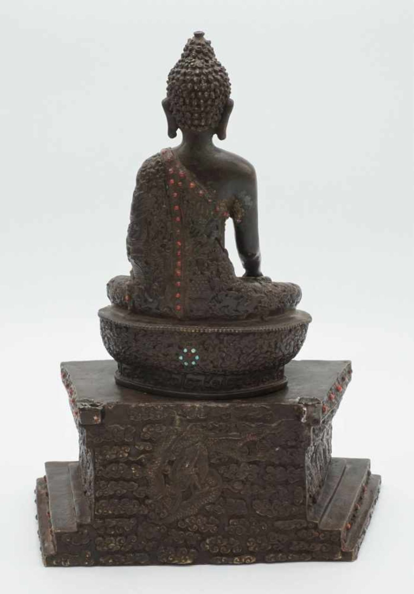 Beeindruckender Buddha mit großer Mandorla, Tibet, 19. Jh. - Bild 2 aus 9