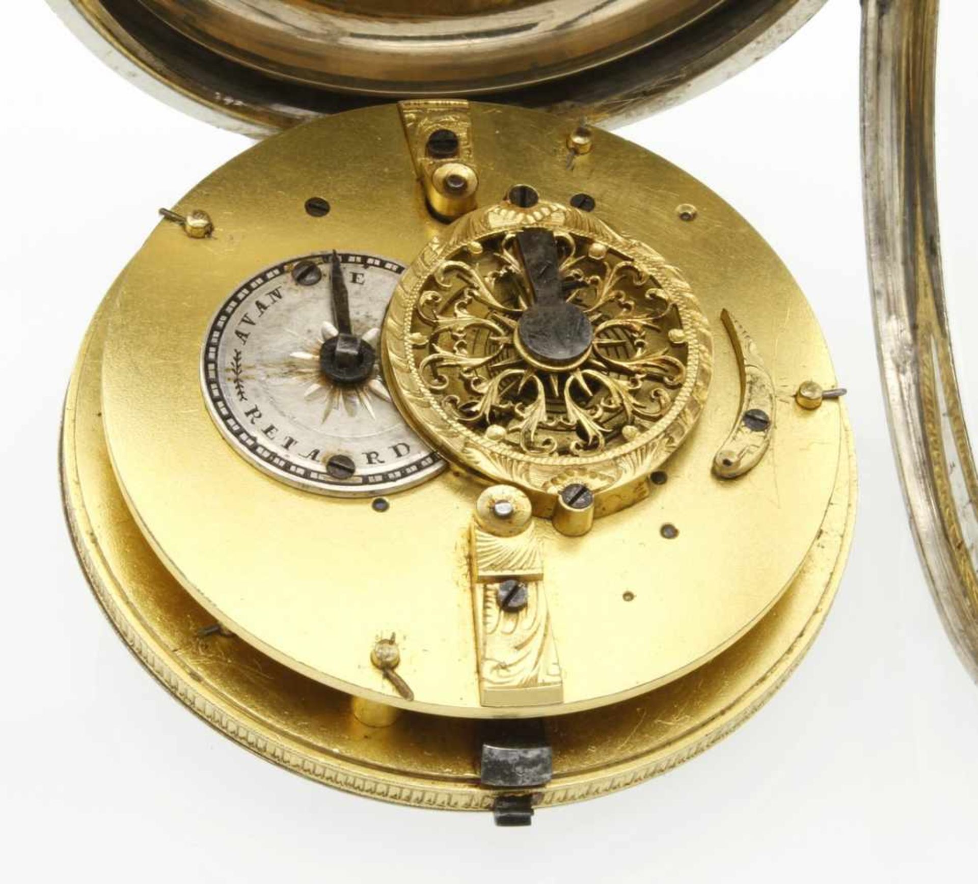 Französische Spindeltaschenuhr mit Wecker, um 1820 - Bild 6 aus 7