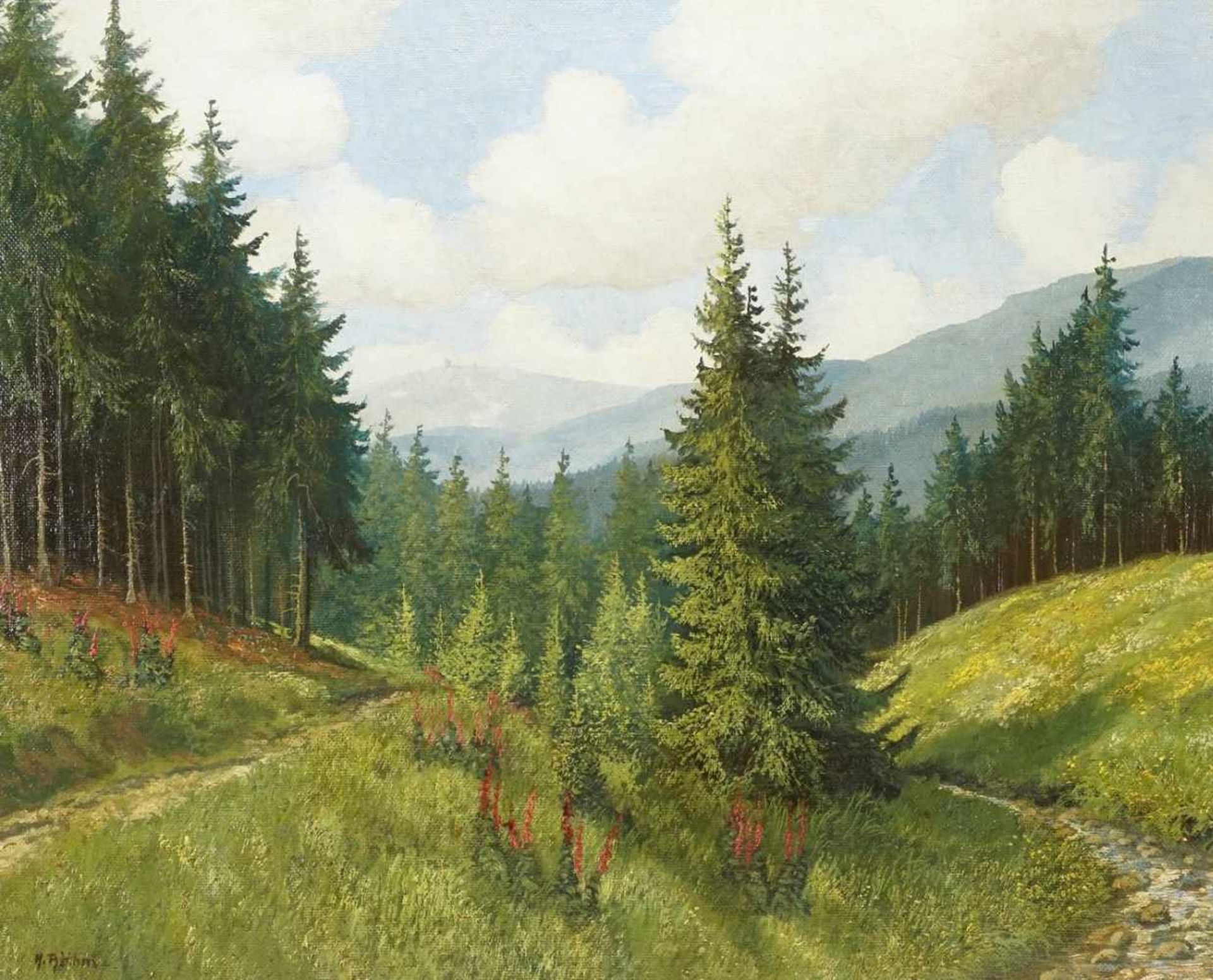 Hans Böhm, "Waldfrieden" bei Schulenburg mit Brockenblick