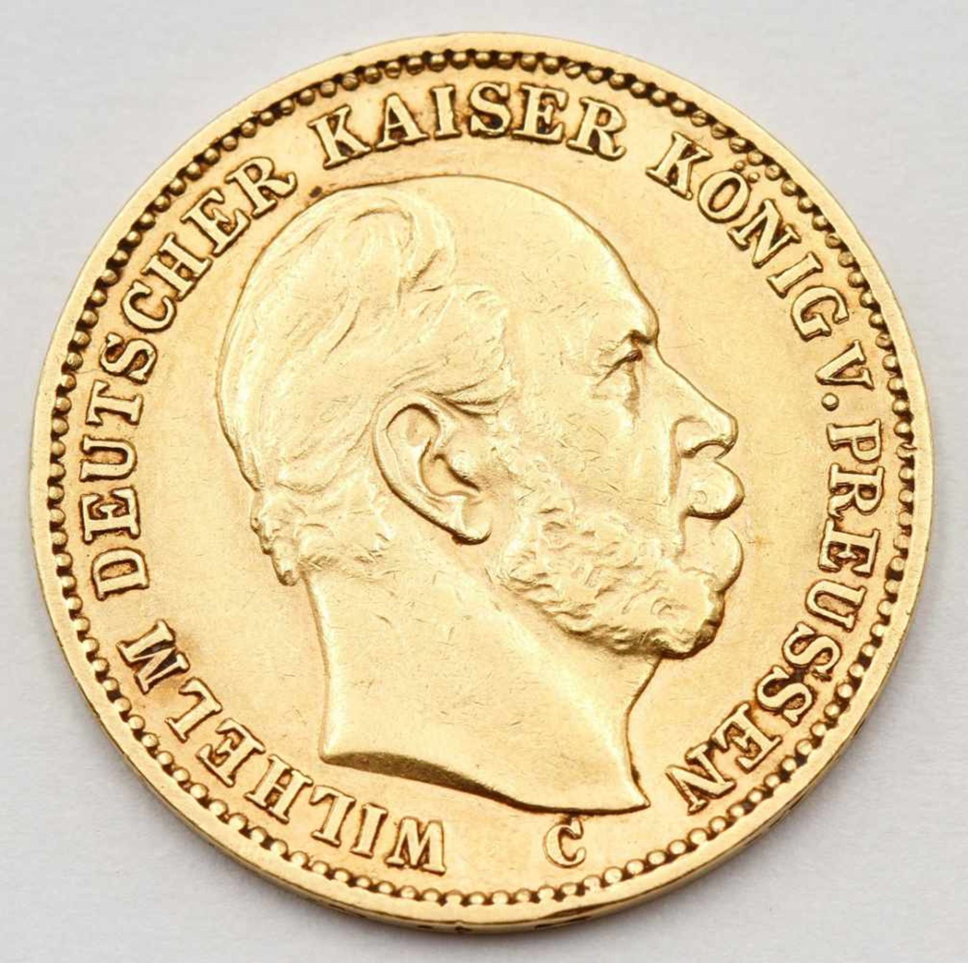 20 Mark Reichsgoldmünze Wilhelm I. und 20 Mark Miniatur Münze Wilhelm II. - Bild 3 aus 6