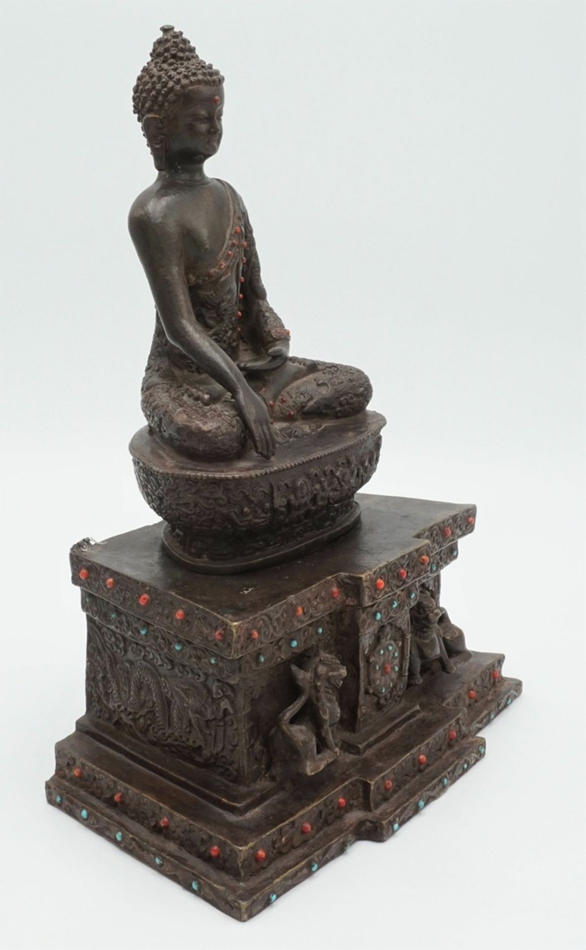 Beeindruckender Buddha mit großer Mandorla, Tibet, 19. Jh. - Bild 3 aus 9