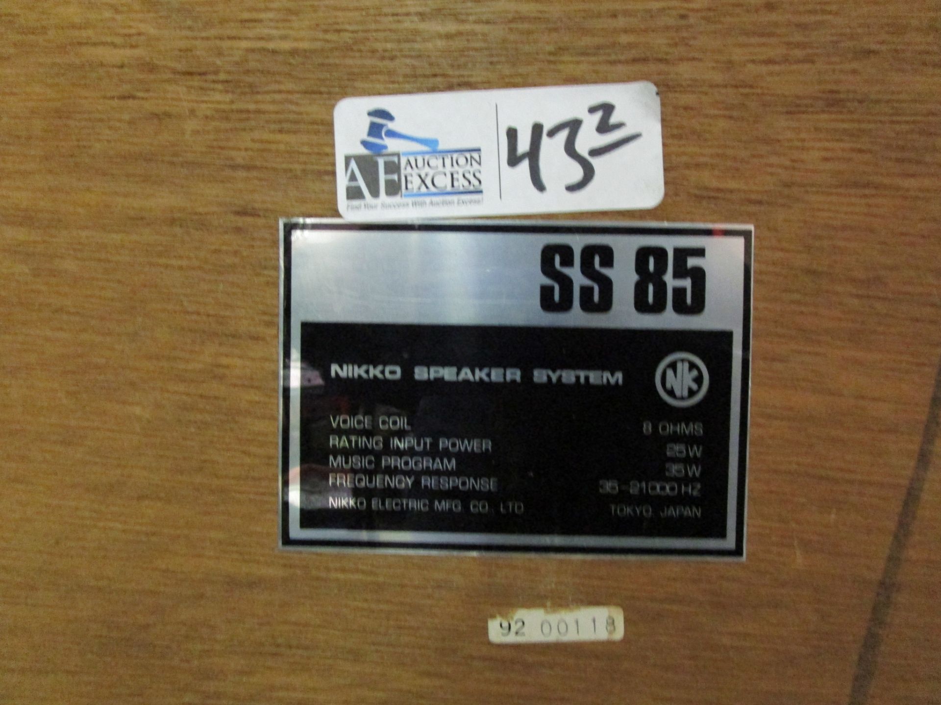 LOT OF 2 NIKKO SS-85 SPEAKERS - Image 3 of 3