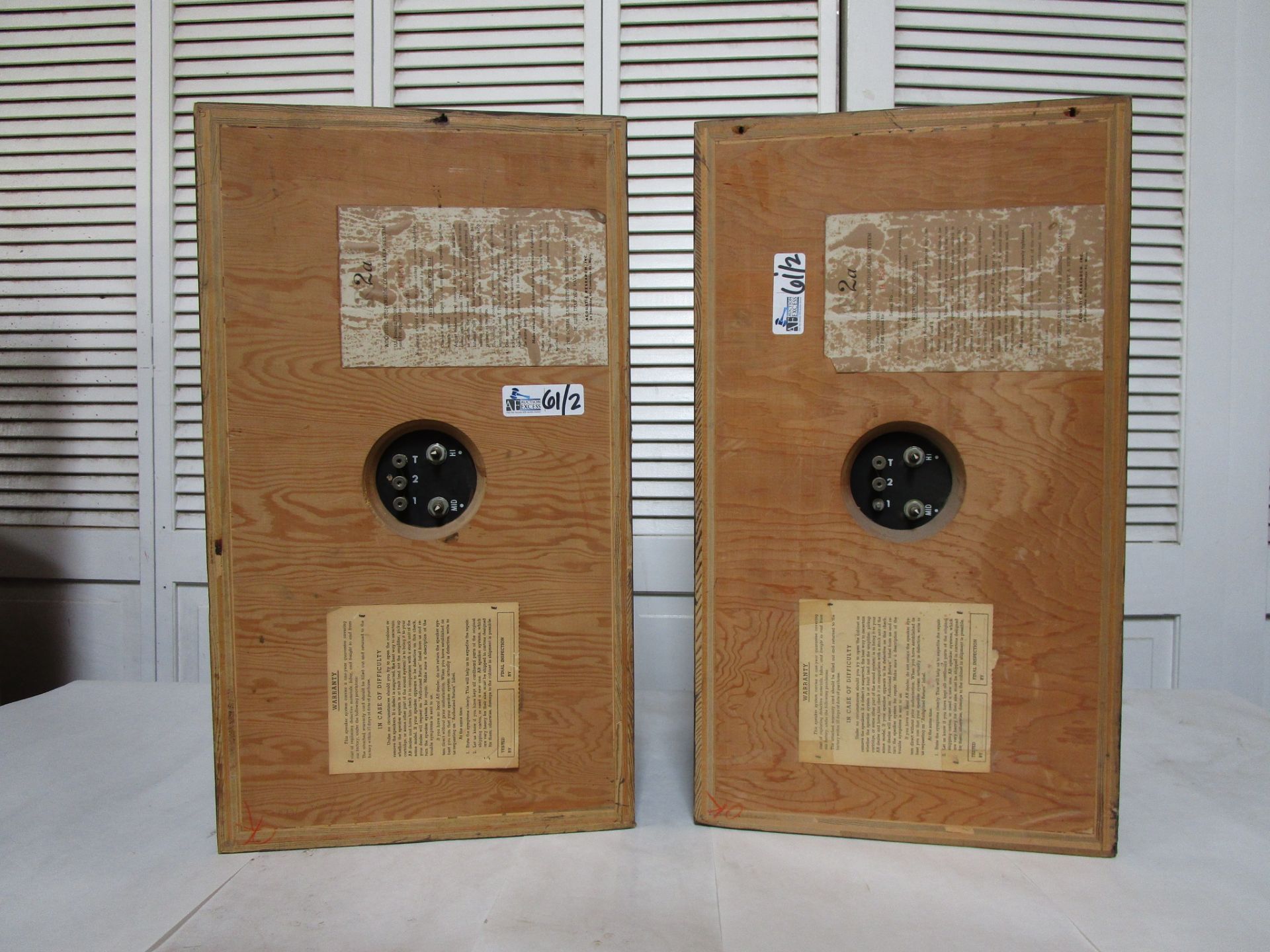 2 AR ACOUSTIC RESEARCH AR-2A SPEAKERS - Image 2 of 3