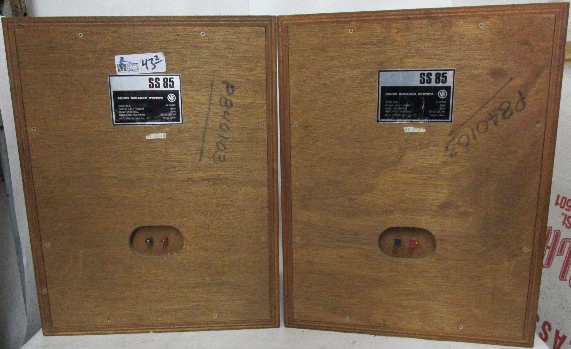 LOT OF 2 NIKKO SS-85 SPEAKERS - Image 2 of 3