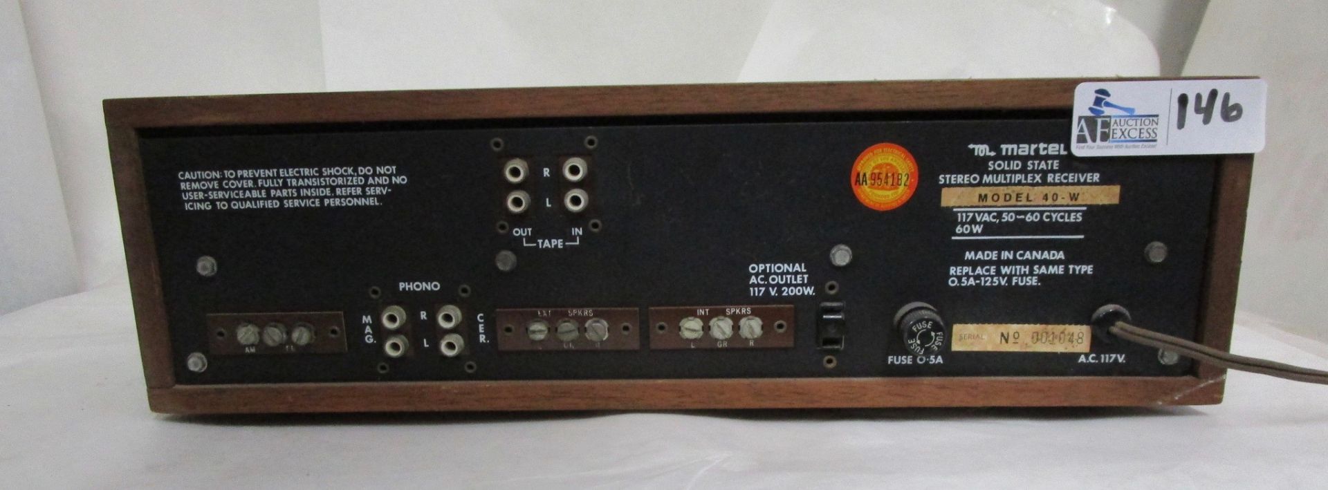 MARTEL AM/FM STEREO RECEIVER MODEL 40W - Image 2 of 2