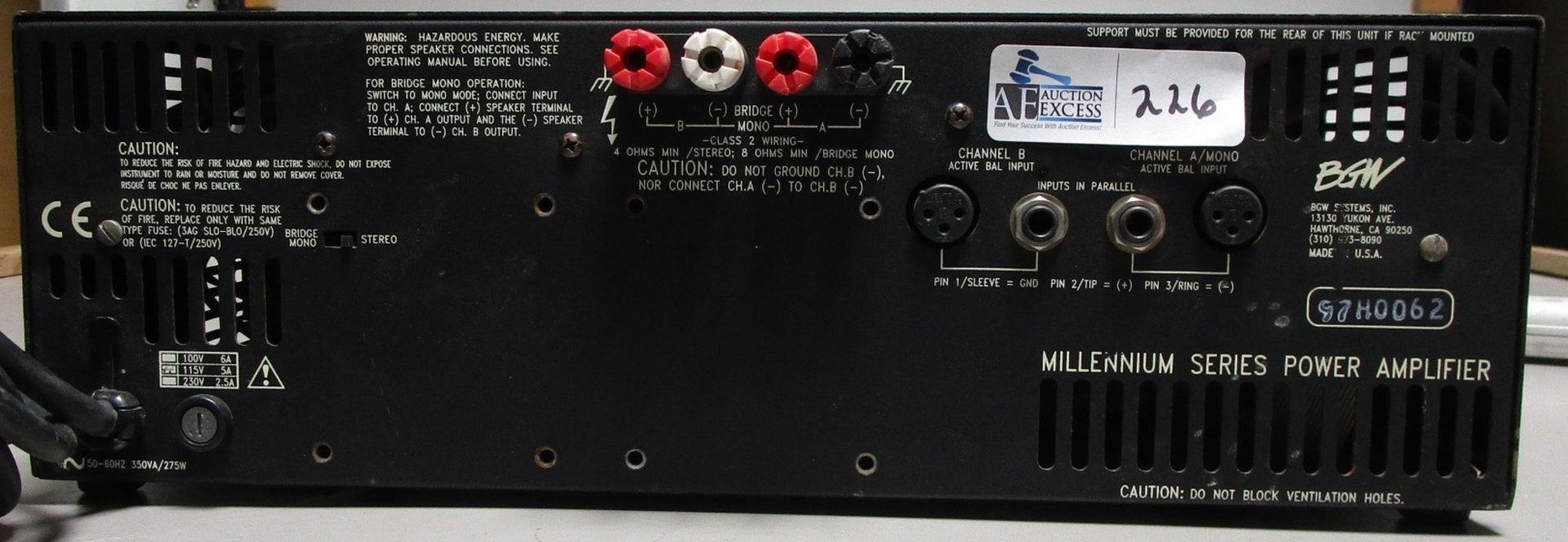 BGW MILLENIUM SERIES 1 AMP - Image 2 of 2