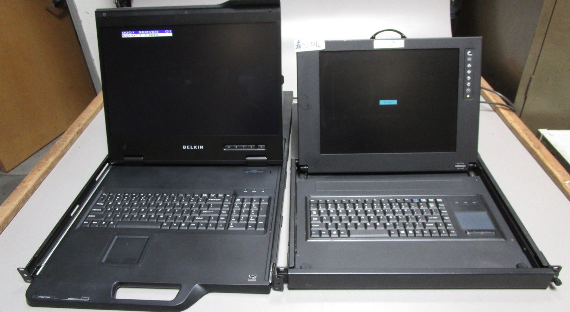 LOT OF 2 RACK MOUNT MONITOR KEYBOARD