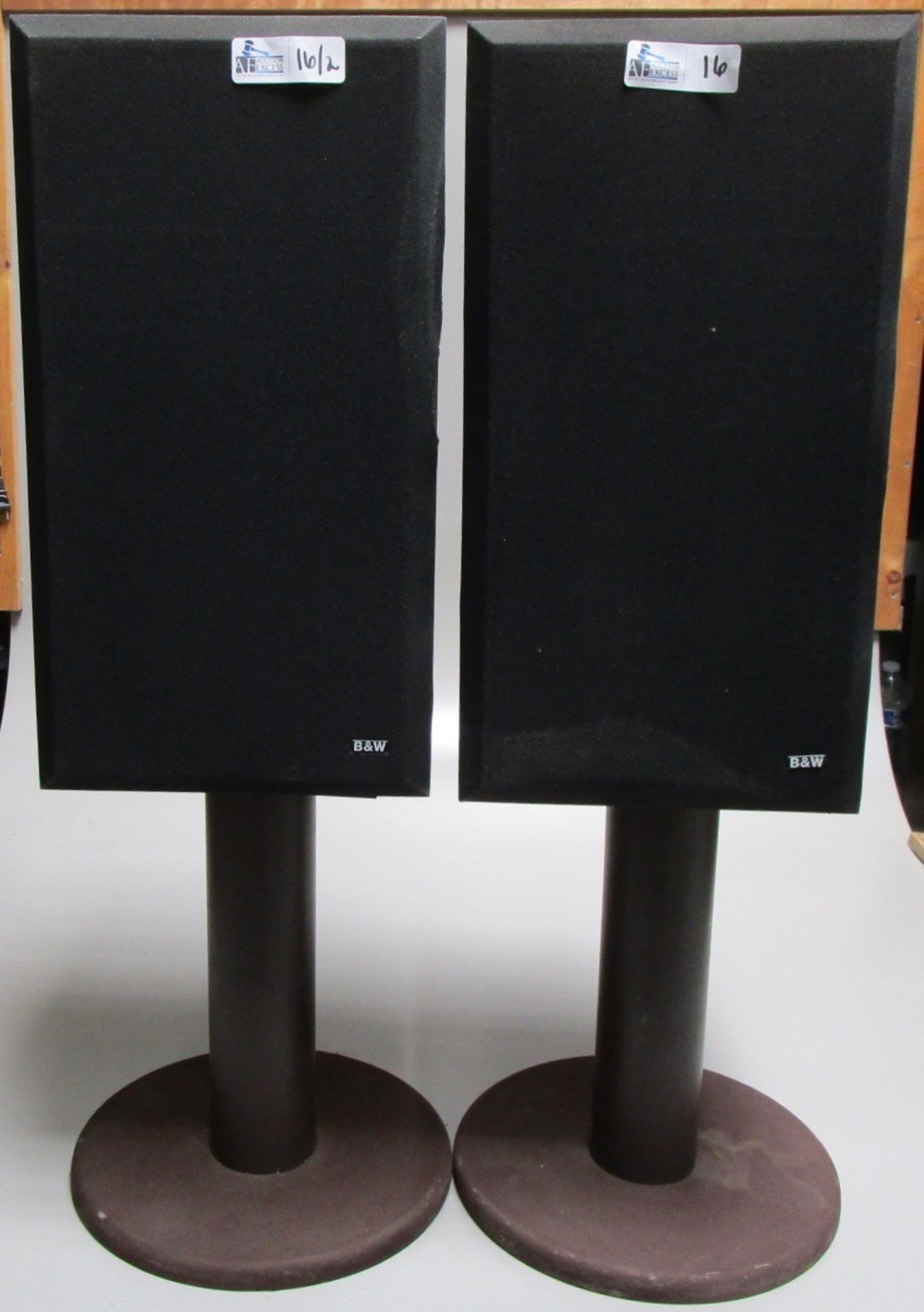 LOT OF 2 B&W DM110 SPEAKERS WITH STANDS