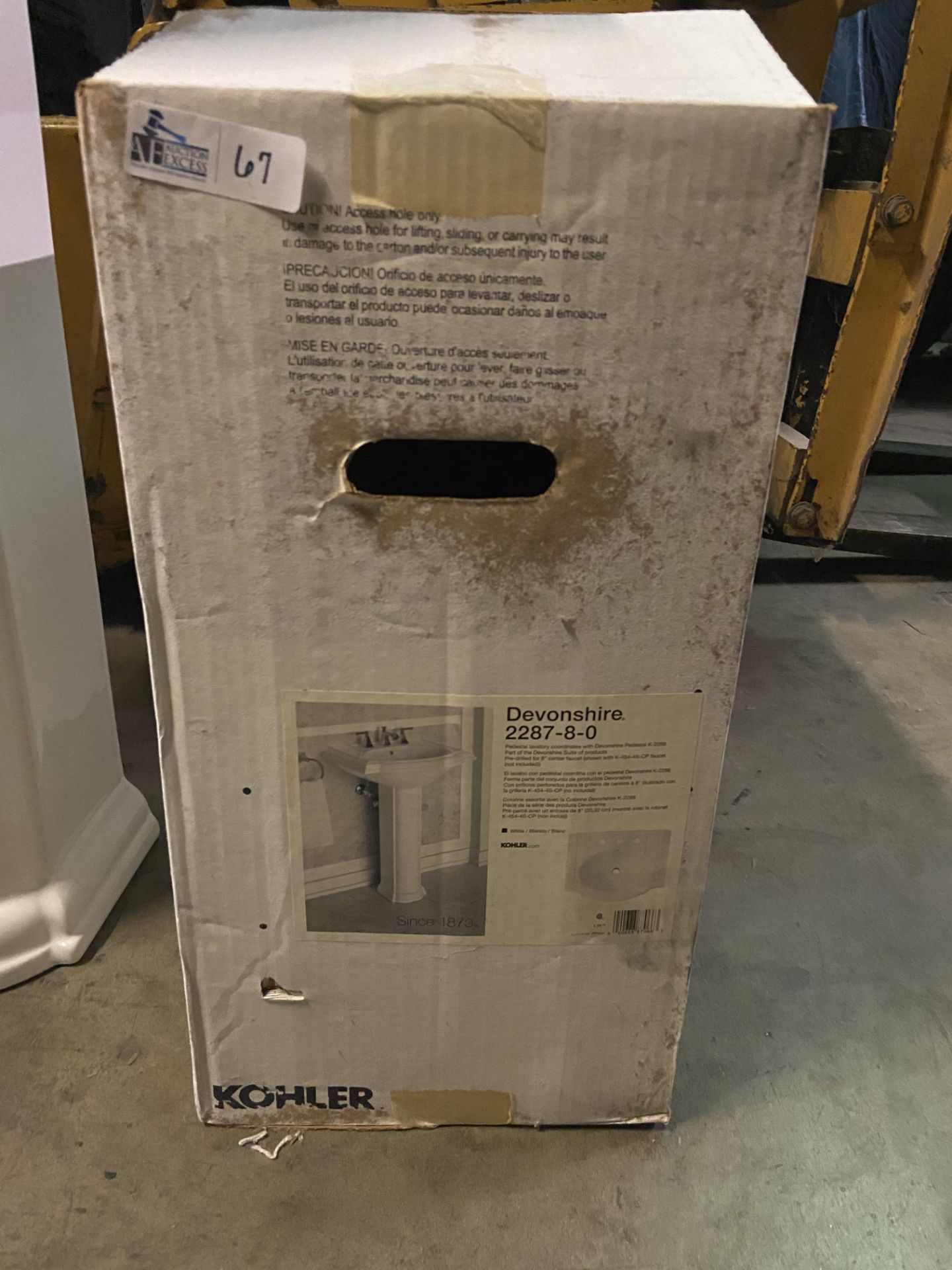 KOHLER "DEVONSHIRE" 2287-8-0 PEDESTAL SINK IN ORIGINAL BOX - Image 4 of 5