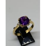 18 carat amethyst and diamond ring