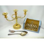 Silver plated candleabra etc