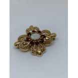 9ct gold opal garnet brooch