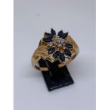 9 carat yellow gold sapphire and diamond ring