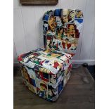 Cartoon strip upholstered box chair