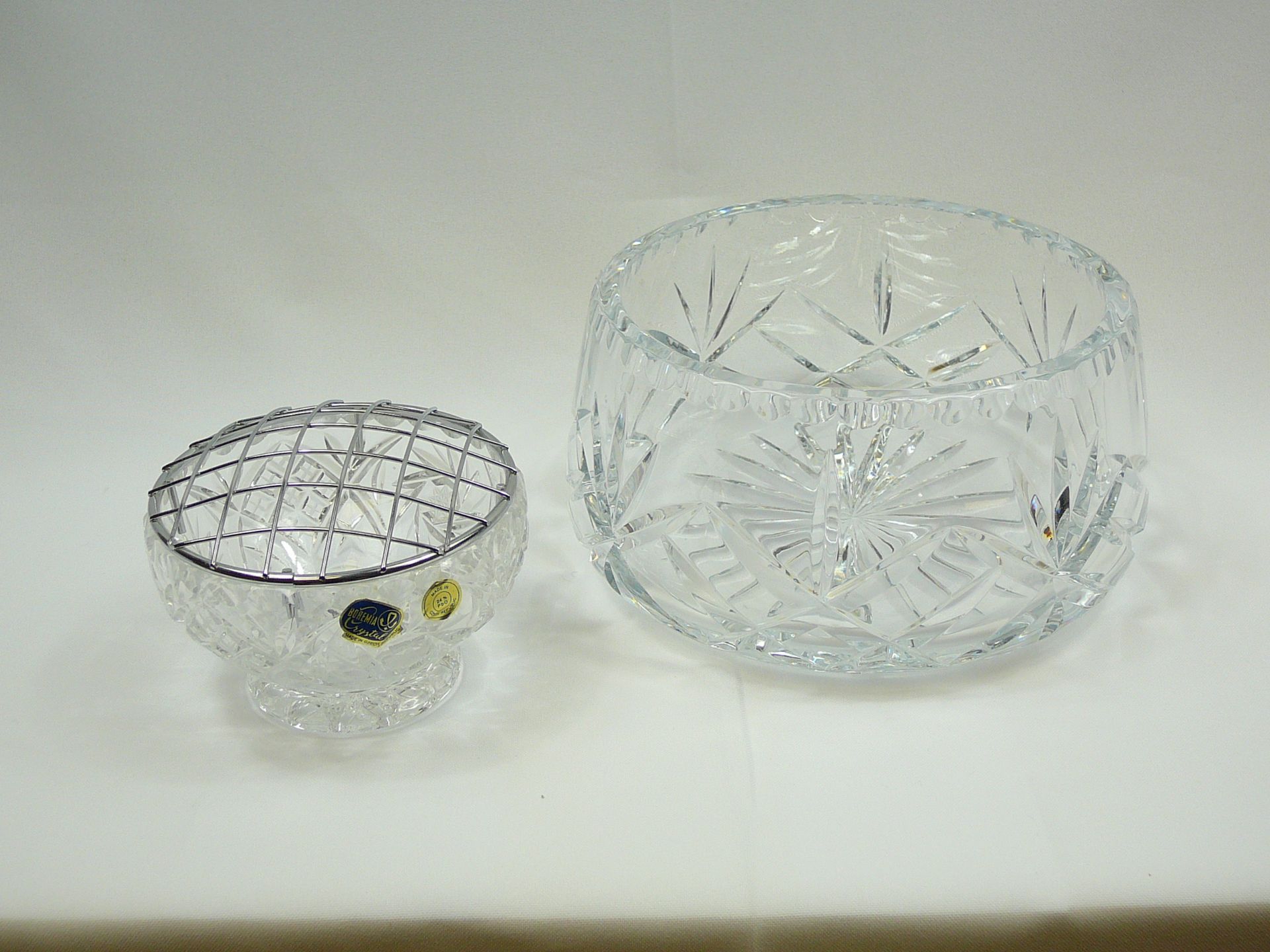 Crystal fruit bowl and miniature rose bowl