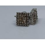 9 carat white gold diamond cluster earrings