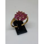 9 carat yellow gold ruby and diamond ring