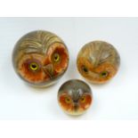 Set of Italian carved alabaster stone owls