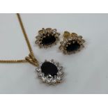 9 carat yellow gold CZ pendant, chain and earring set