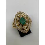 10 carat yellow gold emerald and diamond ring