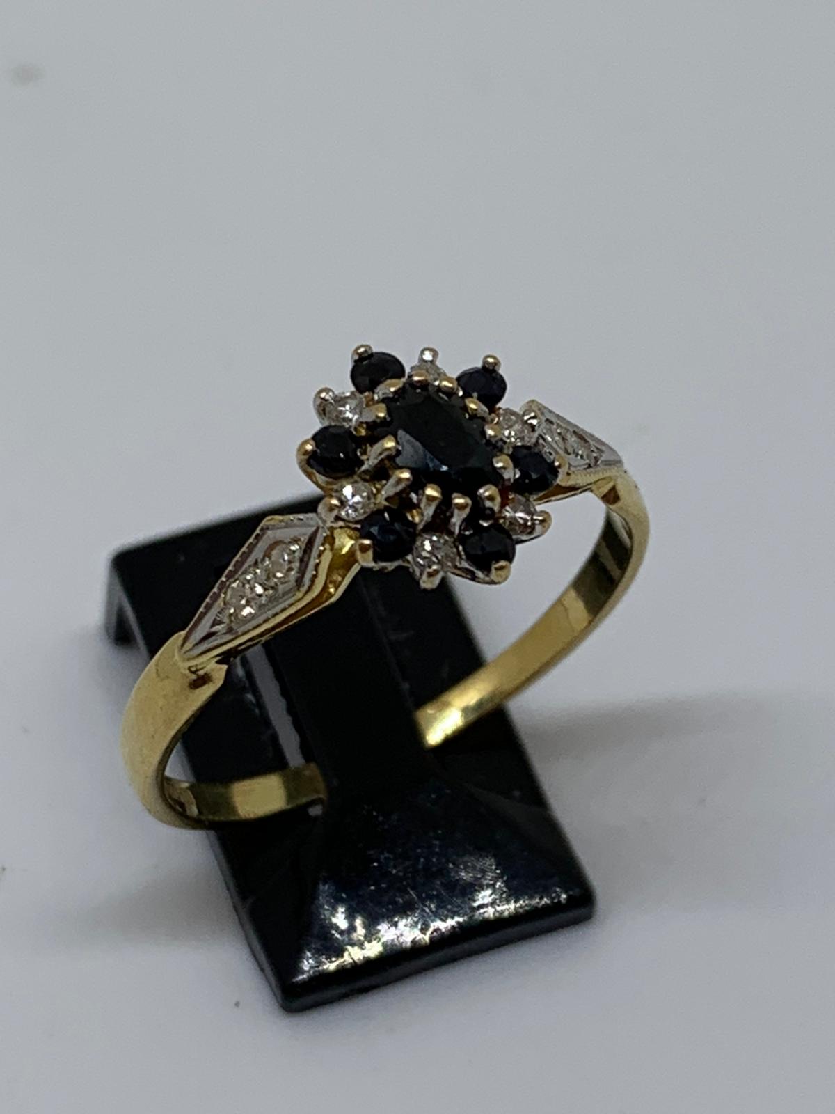 18 carat yellow gold sapphire and diamond ring