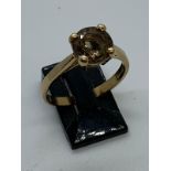 9 carat yellow gold smokey quartz ring