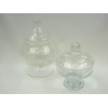 Pair of lidded glass bonbon dishes