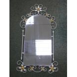 Vintage wrought metalwork wall mirror