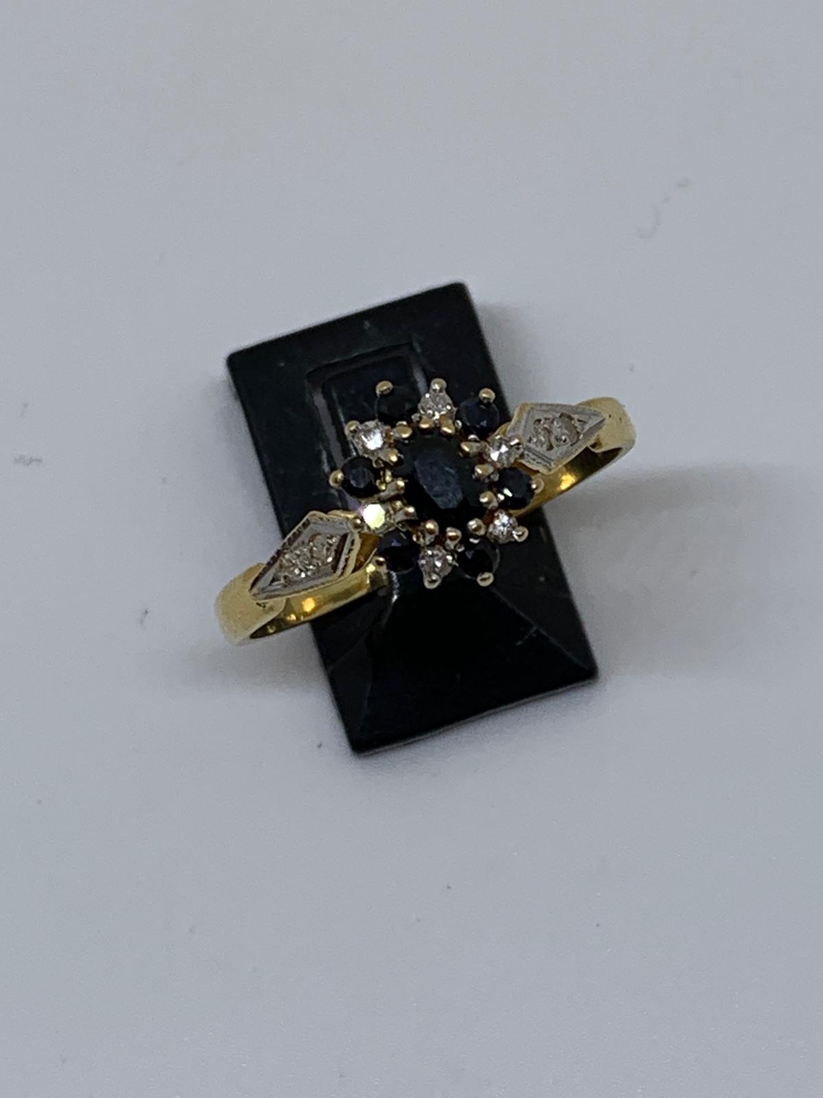 18 carat yellow gold sapphire and diamond ring - Image 2 of 2