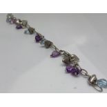 9ct gold amethyst and blue topaz bracelet