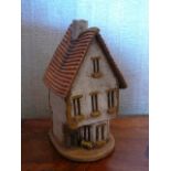 Pottery cottage tealight ornament