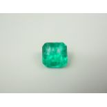 Unmounted octagon natural emerald. 7.20ct