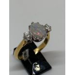 18ct gold opal and diamond ring