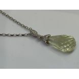 9ct gold lemon quartz and diamond pendant
