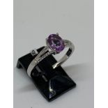 9ct gold amethyst and diamond ring