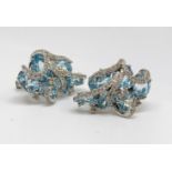 18ct gold diamond and blue topaz earrings