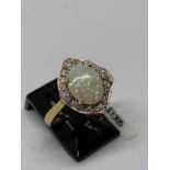 18ct gold opal and diamond ring