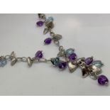 9ct gold amethyst and blue topaz necklace