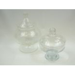 Pair of lidded glass bonbon dishes