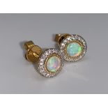 18ct gold opal and diamond earrings