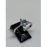 18ct gold aquamarine and diamond ring