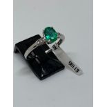 18ct gold emerald and diamond ring